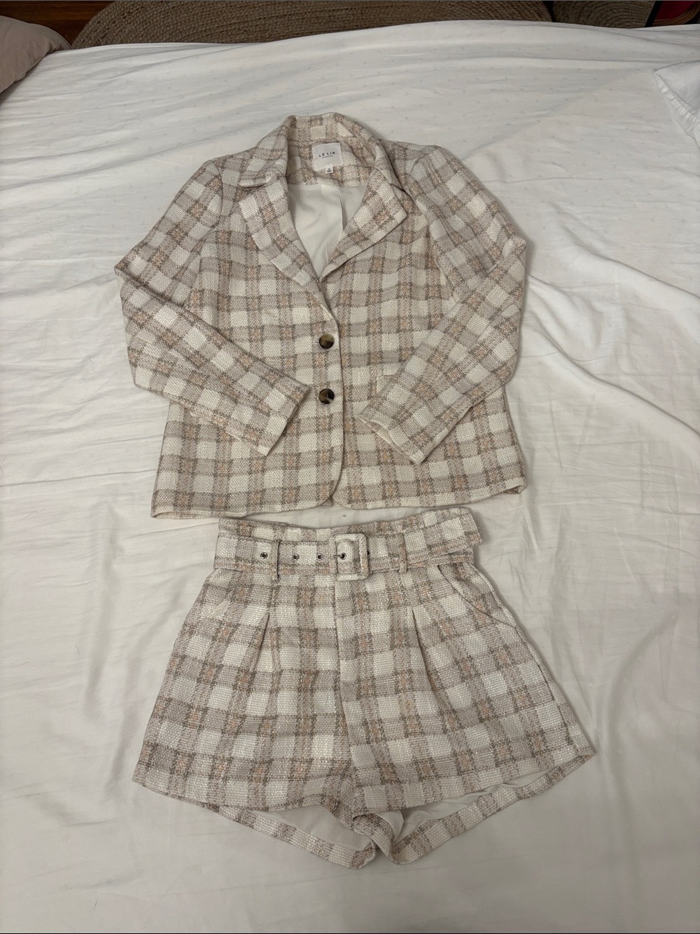 Le Lis Neutral Tweed Set - Cream & Beige